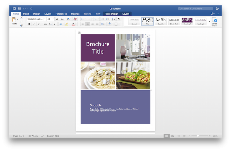 Word 2016 for mac cover page template
